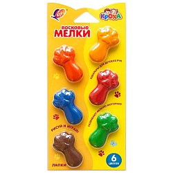 мелки восковые  6цв. "кроха" фигурные "лапки" луч