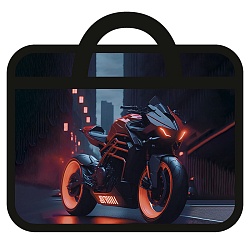 папка детская с ручками а4 пласт. с рисунком на молнии (широкая) super bike