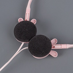 наушники "зайчики" накладные проводные с микрофоном - ободок розовые
