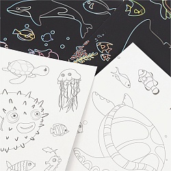 гравюра-раскраска морские обитатели