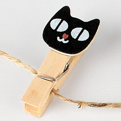 прищепки декоративные деревянные  10шт/уп  "черный кот" (набор)