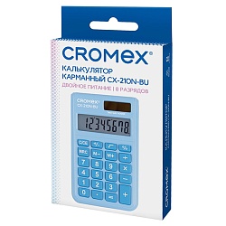 калькулятор карманный  8 pазр. cromex  (96х62 мм) двойное питание, голубой