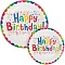 тарелка бумажная "happy birthday" 20шт.(d-18см*10шт+d-23см*10см) в наборе (5 видов)