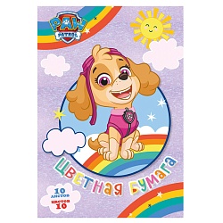 бумага цветная а4 10л. 10цв. "paw patrol" в папке