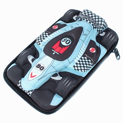 пенал "3d cars" 23,5*14*6см (голубой)