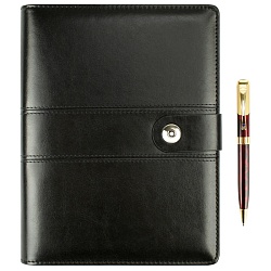 набор подарочный: ежедневник на кольцах а5 + ручка (чёрный)