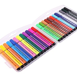 фломастеры 24цв "darvish" в пенале треугольные толстые (набор)