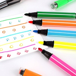 фломастеры 12цв  со штампиками на водной основе голубой футляр