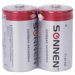 батарейки sonnen d(r20) комплект 2шт солевые в блистере 1,5в