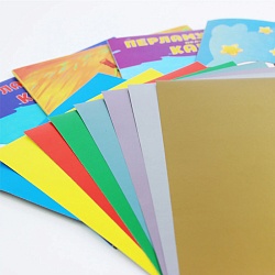 картон цветной перламутровый   8л. 8цв. а4 "лучшие друзья"