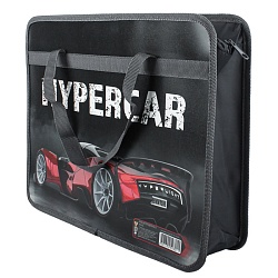 папка детская с ручками а4 пласт. с рисунком на молнии  hypercar