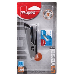 степлер  №10  maped "universal metal" до 12 листов, + 400 скоб, серый,