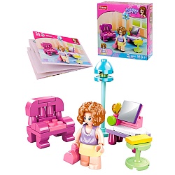 конструктор sluban розовая мечта.модница (56дет,1фигурка)