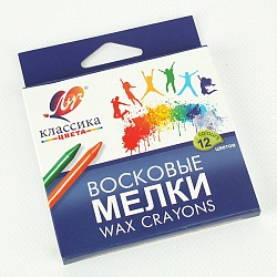 мелки восковые 12цв. "классика" на масляной основе (круглые) луч