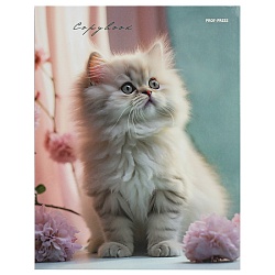 тетрадь на кольцах  80л  "светлый котёнок и цветы"