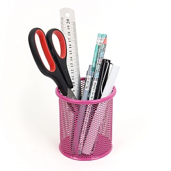 стакан металлический для канцелярских принадлежностей круглый  розовый