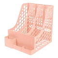 Лоток вертикальный 3 отделения с горизонтальными  отсеками розовый