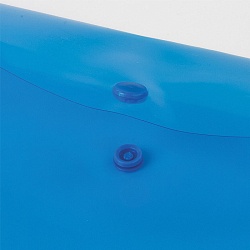 папка-конверт на кнопке а5 "brauberg" прозрачная синяя 180мкм