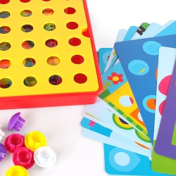 детская мозаика "кнопочки" 46 кнопочек 12 картонных листов с картинками