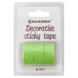 лента декоративная липкая  3шт/уп 15мм*3м "darvish" блёстки салатовая