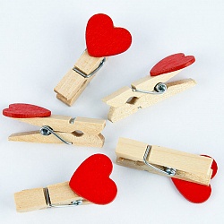 прищепки декоративные деревянные  10шт/уп  "сердечко" (набор)