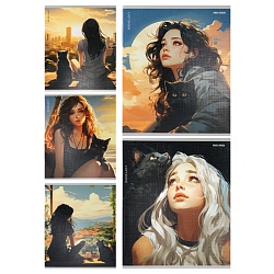 тетрадь  48л кл. "девушки и котики" обложка лён