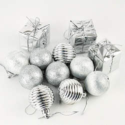 набор  новогодних украшений 4см новогодний домик 12шт/уп серебряный