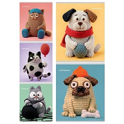 тетрадь  48л кл. "вязанные животные" обложка мелованный картон холст