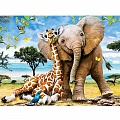 Набор для творчества "Рисование по номерам" 40*30см  Жираф и слоненок