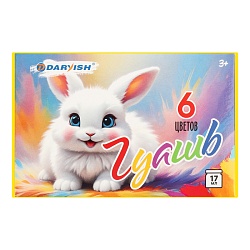 гуашь  6цв. "зайка" 17мл  картонная упаковка 