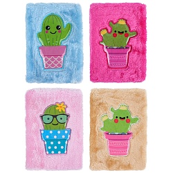 Блокнот 14*19,5см 80л "меховой" с рисунком "кактус"