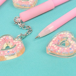 ручка шар. синяя  с брелоком "сердце"