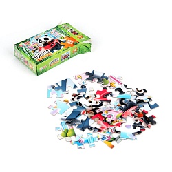 пазл   35 деталей  панды в машинках