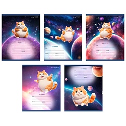 тетрадь  18л линейка  цв. обл "космический котик" 