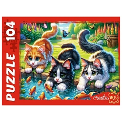 пазлы  104 элемента котята на рыбалке