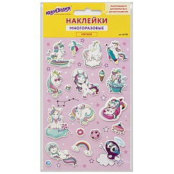 наклейки зефирные "единороги", многоразовые, 10х15 см