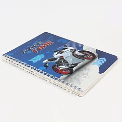 Блокнот 15,5*20,5см 60л на спирали в клетку "Белый мотоцикл"
