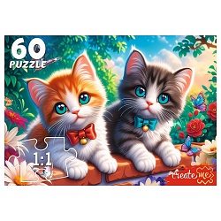 пазлы   60 элементов котята с бантиками