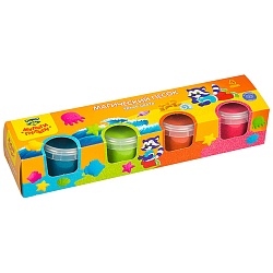 песок для лепки приключения енота мульти-пульти 4цвета , 560г, формочка