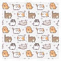 Бумага упаковочная Котики Каваий 70*100см (10листов в рулоне)