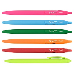 ручка автоматическая шариковая синяя с чернилами на масляной основе корпус цветной