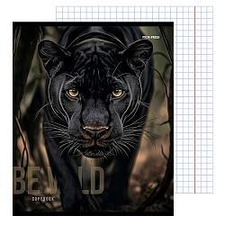 тетрадь  48л кл. "дикие кошачьи" обложка лён