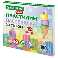 Пластилин 12 цветов пастельные цвета"Brauberg" со стеком 180г