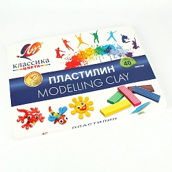 пластилин 40цв. "классика" 800гр со стеком луч