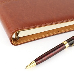 набор подарочный: ежедневник на кольцах а5 + ручка (коричневый)