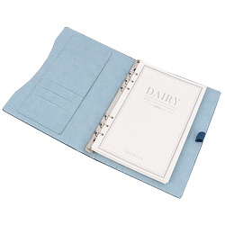 ежедневник а5 недатиров. 100л обложка кож.зам. синяя на кольцах