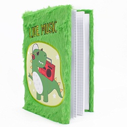 Блокнот A5  80л меховой "Дино" в клетку