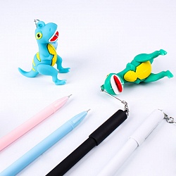 ручка гелевая синяя "darvish" с брелоком динозавр