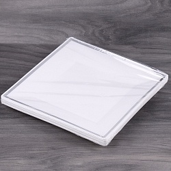тарелки пластиковые 24 см в наборе 12шт. квадратные белые с серебристой полосой по кайме