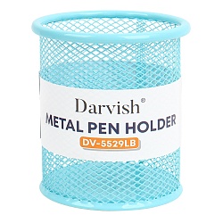 стакан металлический для канцелярских принадлежностей круглый  голубой
